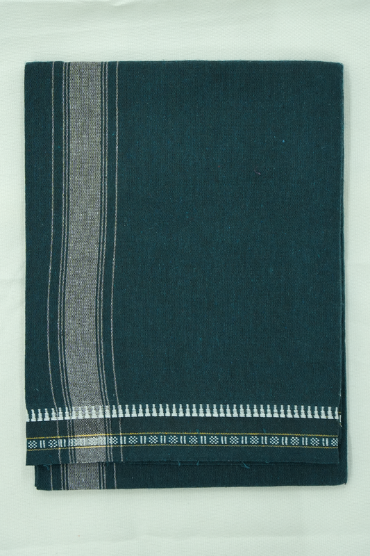 Single Dhothi (Kaily #0041) – dark blue with white Kara & Temple Border