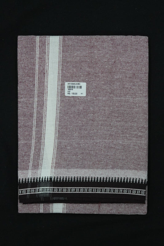 Single Dhothi (Kaily #0057) – Ash Maroon with White Kara