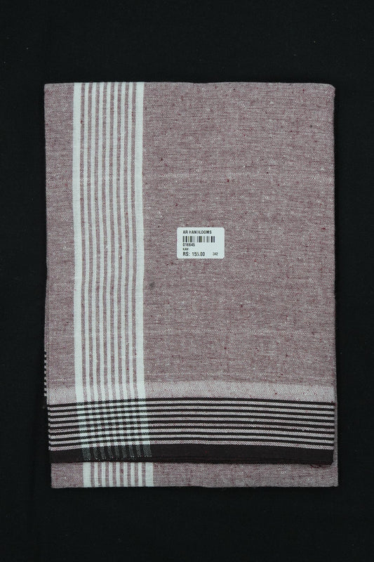 Single Dhothi (Kaily #0063) – Pastel Brown with White Lines Kara