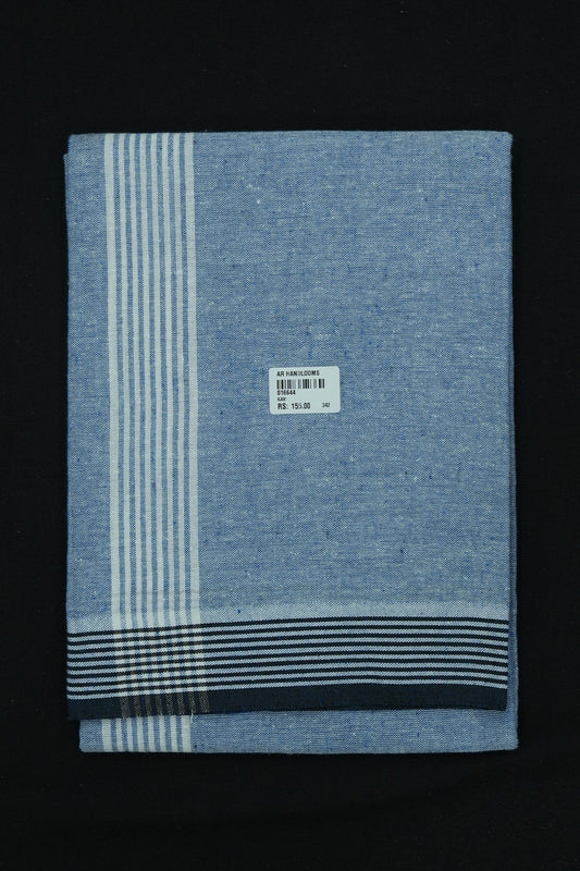 Single Dhothi (Kaily #0067) – Pastel Blue with White Lines Kara