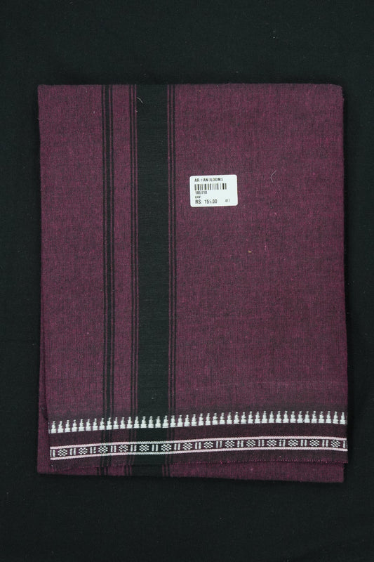 Single Dhothi (Kaily #0068) – Eggplant with Black Kara