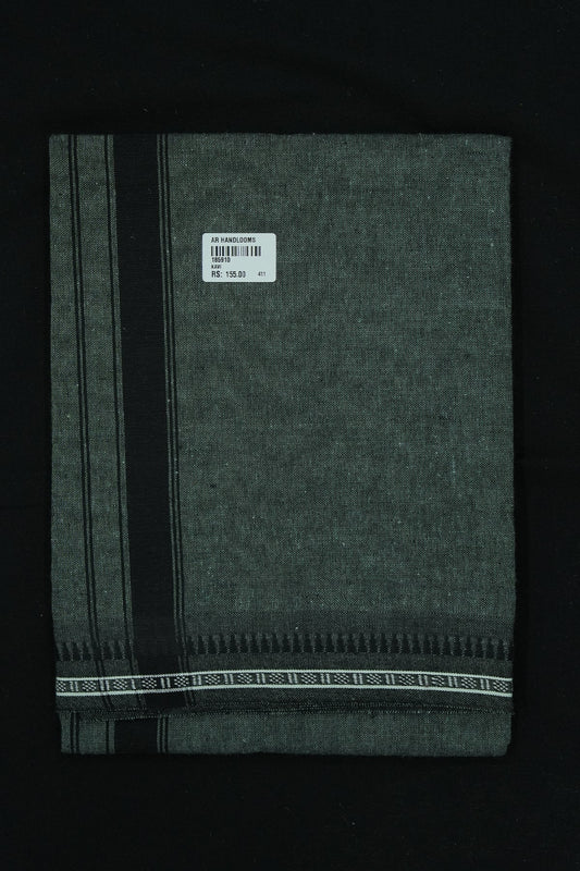 Single Dhothi (Kaily #0074) – Greesy Green with Black Kara