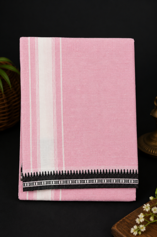 Single Dhothi (Kaily #0055) – Baby Pink with White Kara