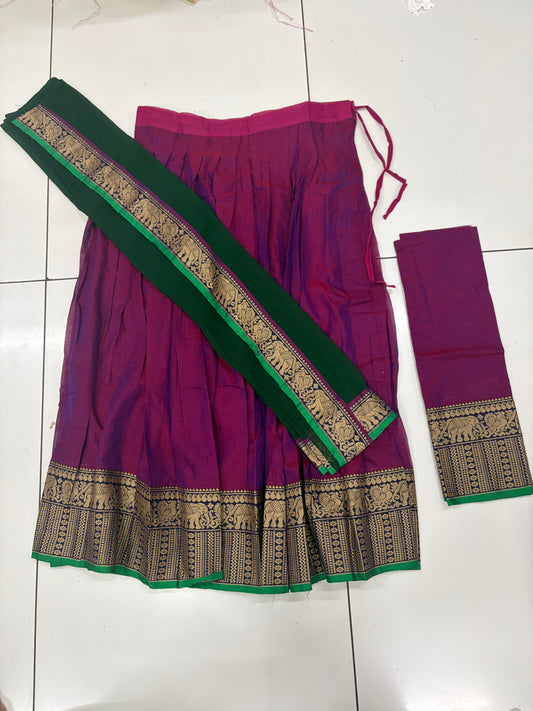 NARAYANPETT DHAVANI - PURPLE/BOTTLE GREEN