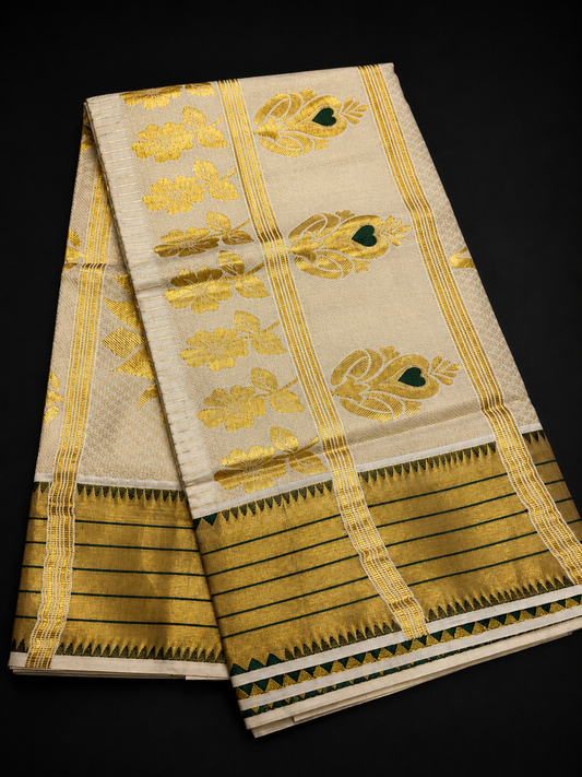 Premium cotton SET SAREE (with Blouse) micro temple border
