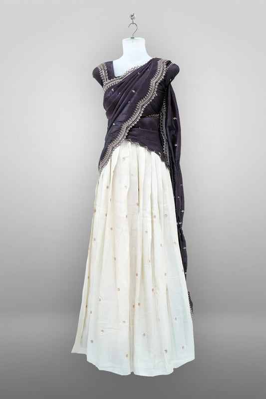 Royal Mauve Viscose Shimmer Dhavani Set with Crush Tissue Dupatta D002