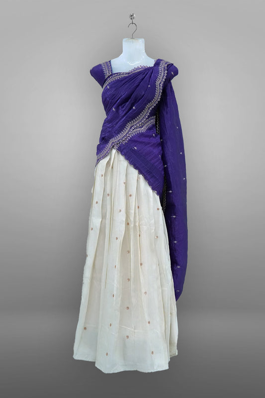 Royal Blue Viscose Shimmer Dhavani Set with Crush Tissue Dupatta D007