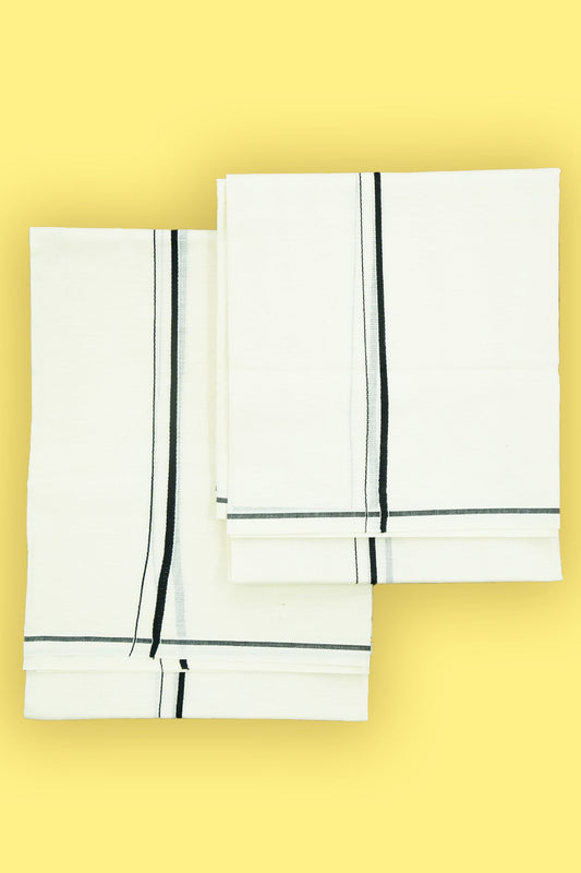 Simple Eerkkil Kara Set Mundu (Black) – Slender Borders & Kara