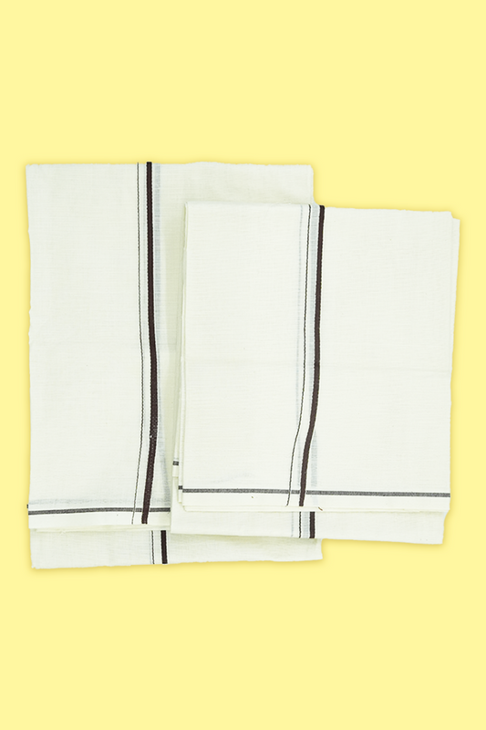 Simple Eerkkil Kara Set Mundu (Coffee Brown) – Slender Borders & Kara