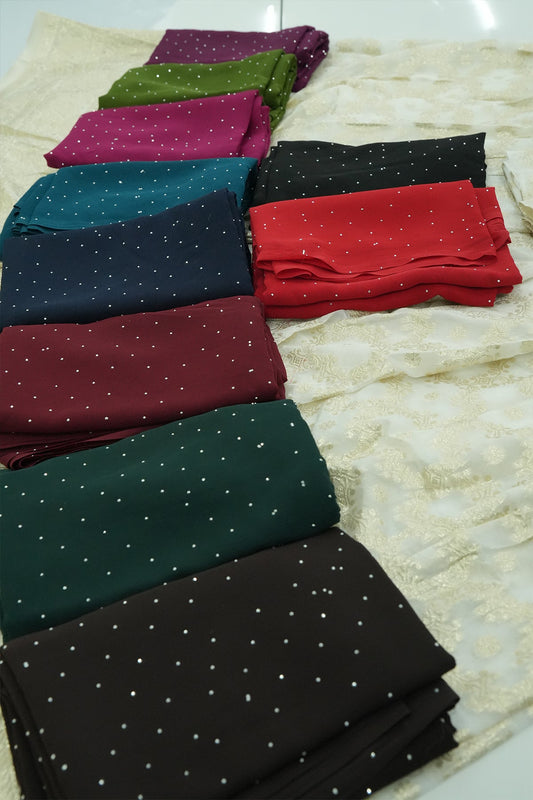 Budget Dhavani – Chiffon Elegance with Whitegold Floral Embroidery