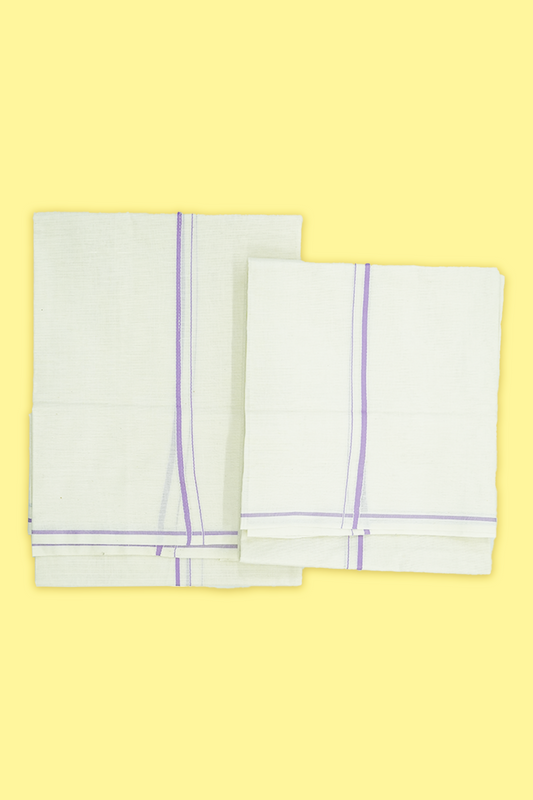 Simple Eerkkil Kara Set Mundu (Lavender) – Slender Borders & Kara