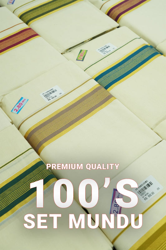Premium Set Mundu – Gold & Color Fusion Kara