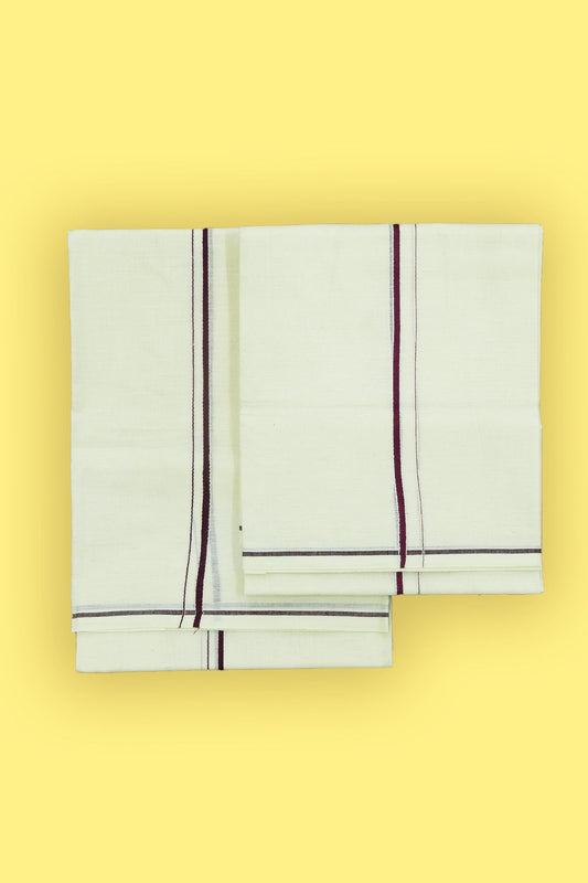 Simple Eerkkil Kara Set Mundu (Grape) – Slender Borders & Kara