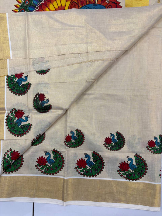 Peacock (round) Golden tissue Set Saree (limited Stock)