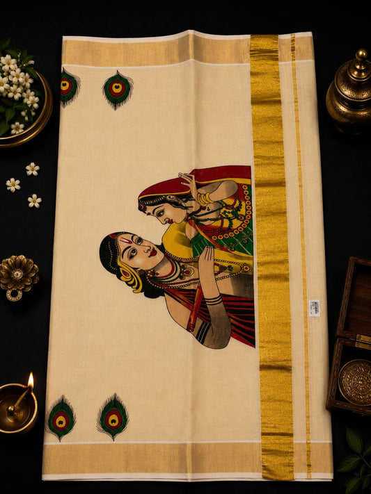 Krishnan & Radha (C) Golden tissue Set Saree (limited Stock)