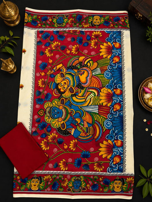 Krishnan and Radha Set Saree (with Blouse)
