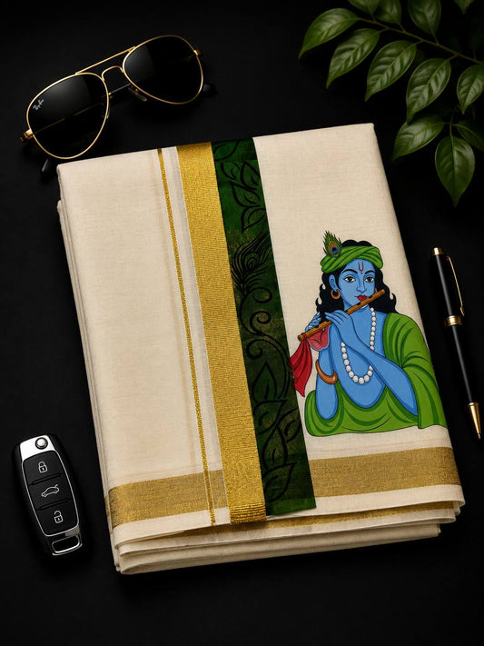 Krishnan Double Dhothi - Green