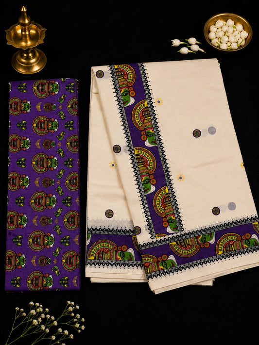 Kathakali Set Saree - violet (with Blouse)