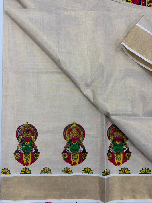Kathakali Print(a) golden tissue Set Saree (limited Stock)