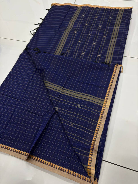Kanchi Cotton - Dark Blue Checks