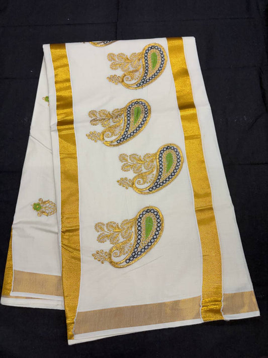 Embroidery Set Saree - Motif Black & Green