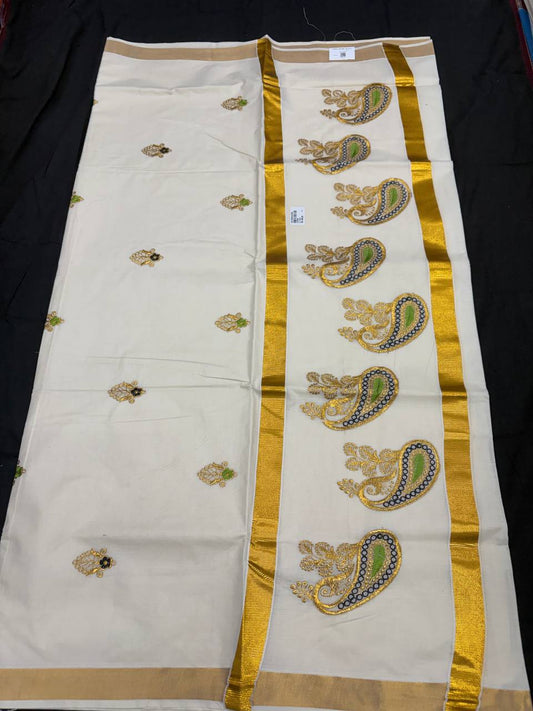 Embroidery Set Saree - Motif Black & Green