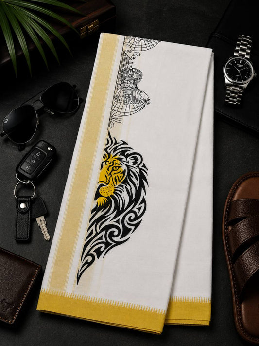 LION PRINT Single Mund - Yellow