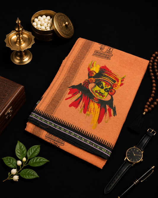 Printed Kavi Single Mund -  Temple Border